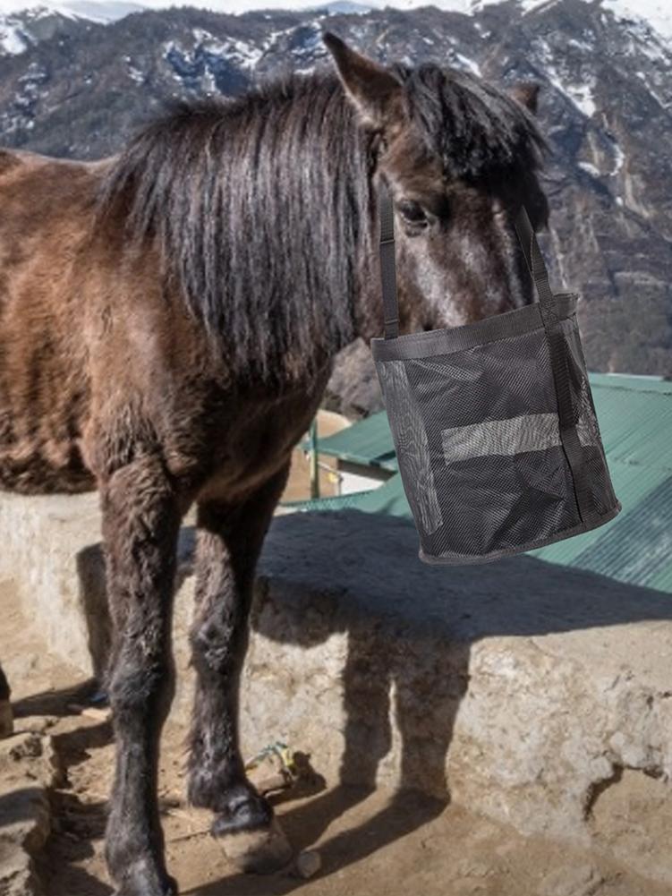 S/M/L Horse Feed Bag Slow Feeding Mesh Bag With Adjustable Strap Slow Feed Bag For Horse Feeder