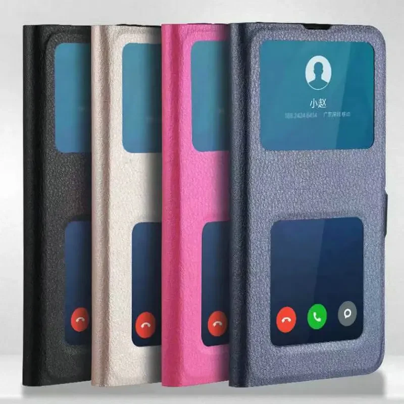 Redmi Note 13 Pro Plus 5G 12 Turbo 14 Luxury Window View PU Leather Case Flip Cover For Xiaomi Redmi Note 13 4G Pro Phone Bags