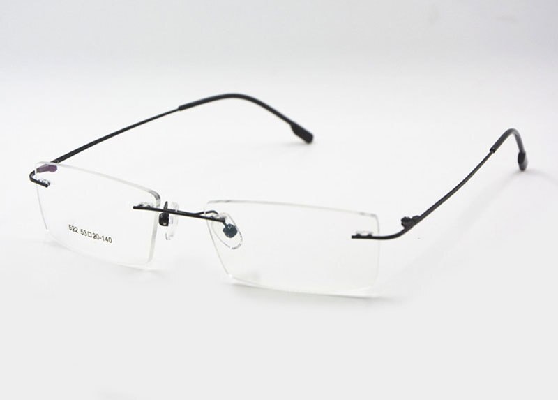 Titanium geheugen flexibel randloos montuur bril optische bril op sterkte bril voor dames en heren montuurvorm op maat: Zwart