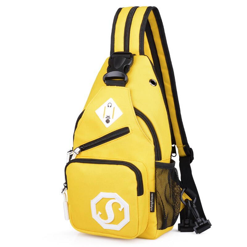 Schoudertas Dual Purpose Crossbody Tas Usb Borst Zak Meisje Oxford Doek Tas Mode Trend Crossbody Bag Portemonnees Crossbody Tas: YELLOW