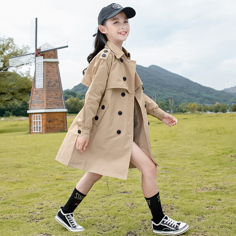 girls trench autumn kids trench england style long jackets for girls children birthday clothes girls casual outerwear jackets