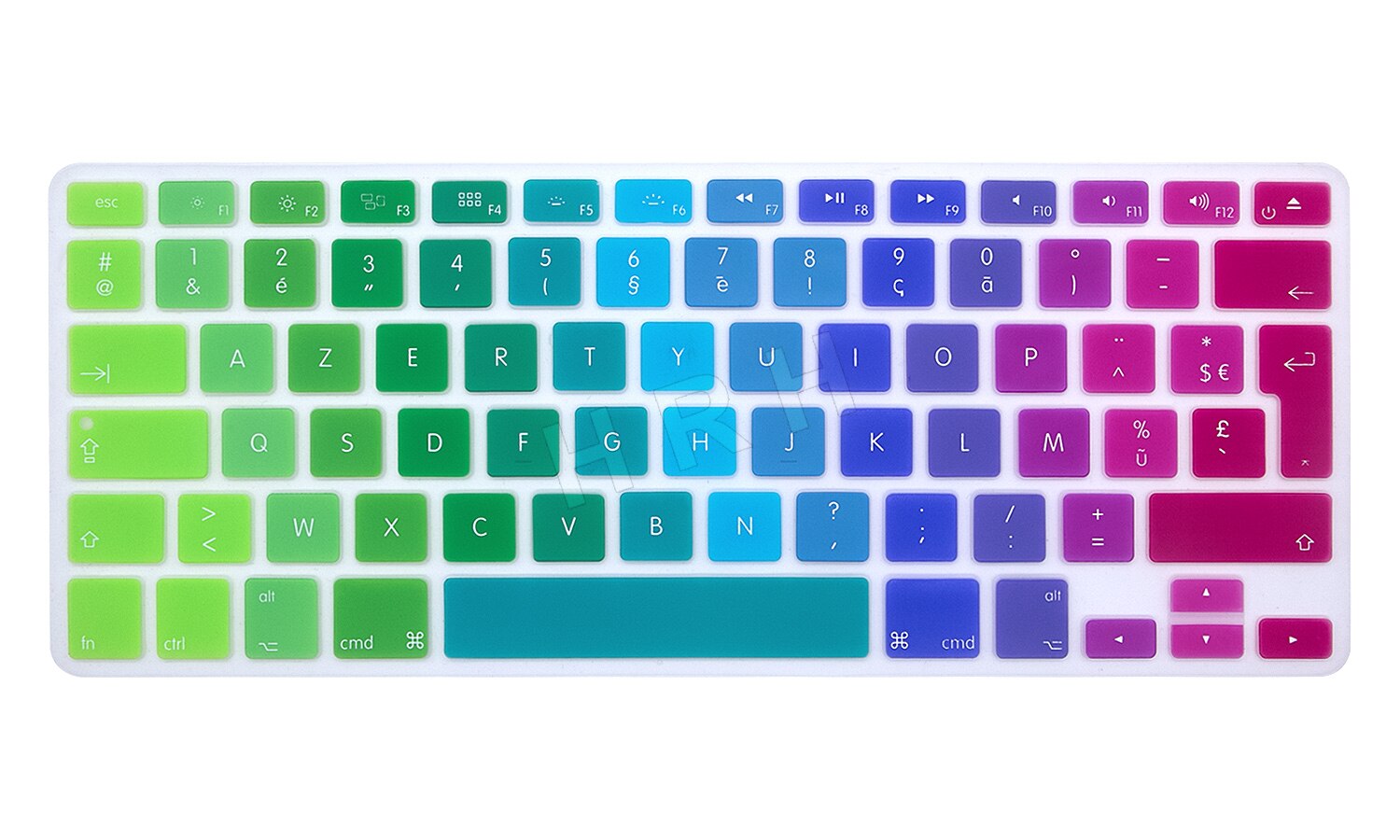 HRH EU/UK Waterproof Rainbow French AZERTY Dustproof Silicone Keyboard Cover Skin Protector for Macbook Air Pro Retina 13"15"17": Blue