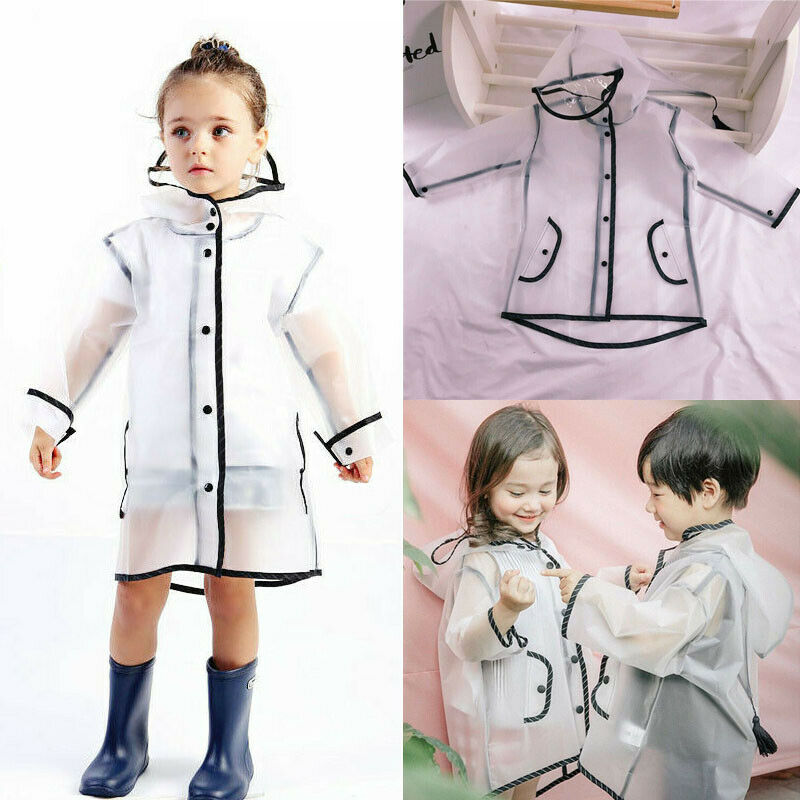 Transparent Raincoat Boys Rain Coat Hooded Outdoors Clear Waterproof Kids Girl Boy Toddler Children's Rainwear Protective Covers