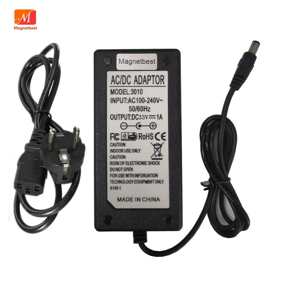 Cargador adaptador de 33 V, 1A, 33 voltios, 1000Ma, CC 5,5x2,1mm/2,5mm con Cable convertidor de fuente de alimentación US, EU, AU, UK