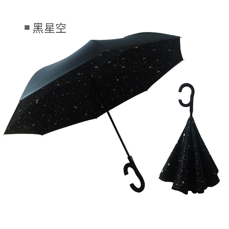 C Handvat Reverse Opvouwbare Paraplu Man Vrouwen Zon Regen Auto Semi-Automatische Paraplu Dubbele Laag Anti Uv Self Stand Parapluie: 21