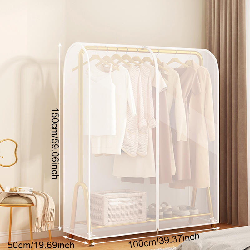 Clothes Hanger Dust Cover Bedroom Drying Rack Dust Cover Cloth Translucent Coat Suit Storage Bag Dormitory Supplies: light green / 190*360cm