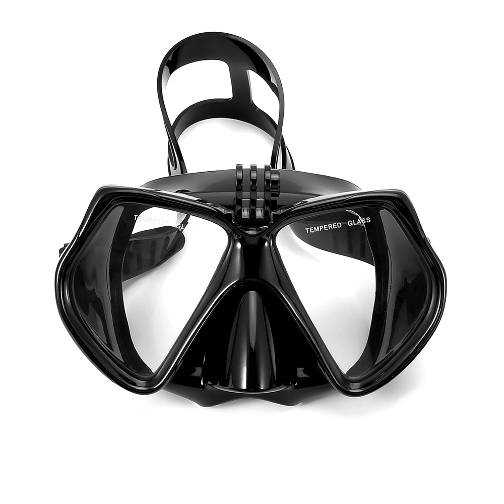 Máscara de buceo, gafas de natación para GoPro, cámara deportiva subacuática, vidrio templado, tubo de snorkel seco , adultos y jóvenes: Blanco