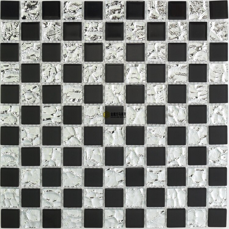 Black Mix Silver Glass Mosaic Kitchen Backsplash JMFGT2023 Bathroom Glass Wall Tile