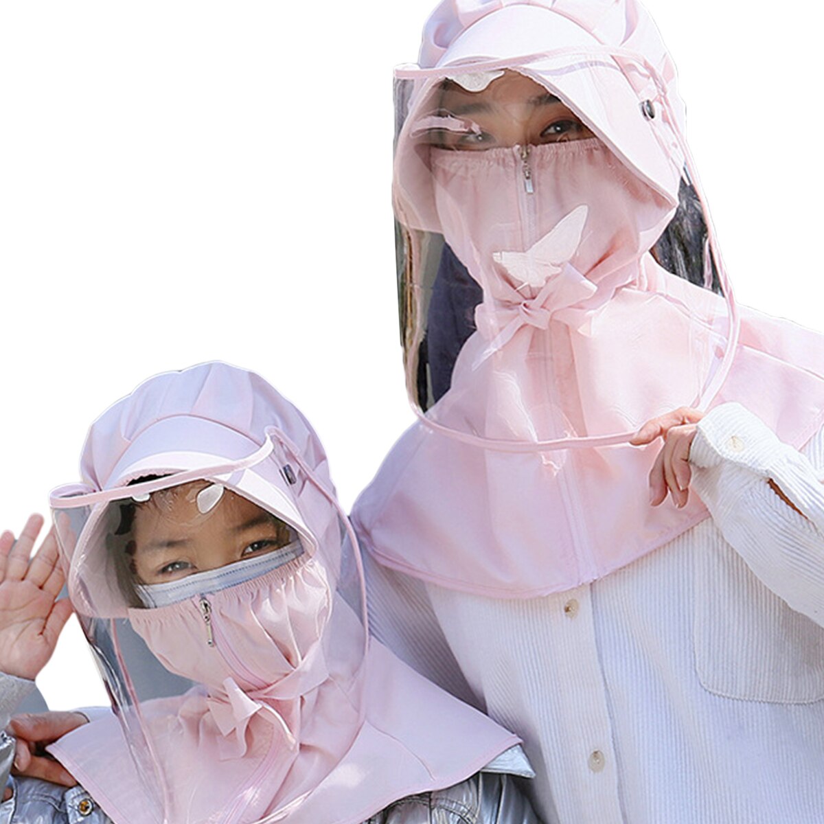 Safety Full Face Protective Cap Anti-Fog Face Shield Hat Outdoor Splash-Proof Face Shield Detachable Hats: Pink / For Kids