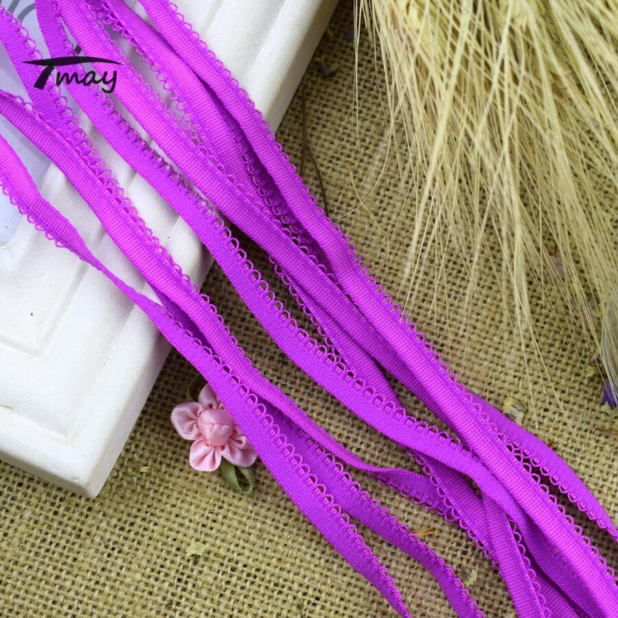 #1608 #1610 tofarvede elastikbånd blondebånd 8 yards/parti elastisk stretch blondekant sy blondeapplikationer tape bukser bh: Nr . .1610 lilla rød
