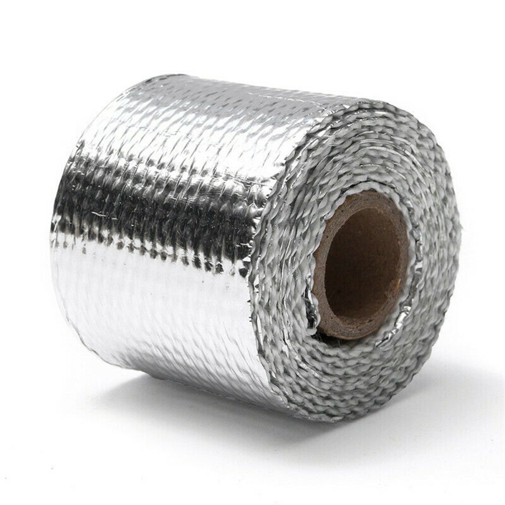 Silver 1 Roll of Insulation Tape 6*Ties Exhaust Insulation Thermal Heat Wrap Tape