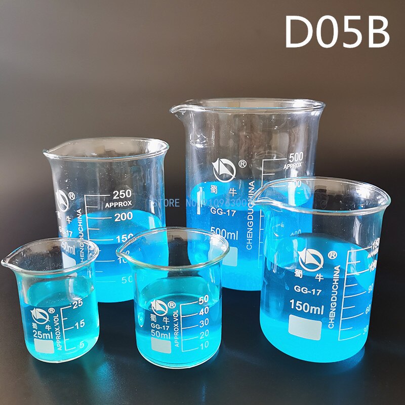 Gobelet de laboratoire en verre Borosilicate, toutes tailles, résistance aux températures élevées, tasse à mesurer, équipement de laboratoire