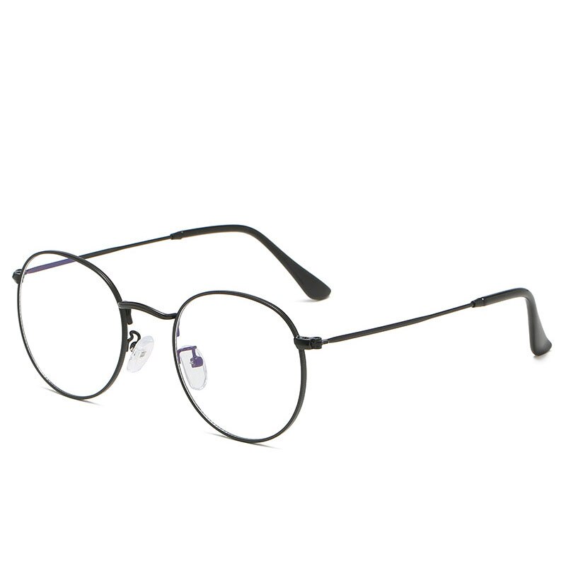 Gafas montura redonda clásicas con luz azul para hombre y mujer, lentes planas de espejo óptico para miopía, montura Simple de Metal, novedad de: 3