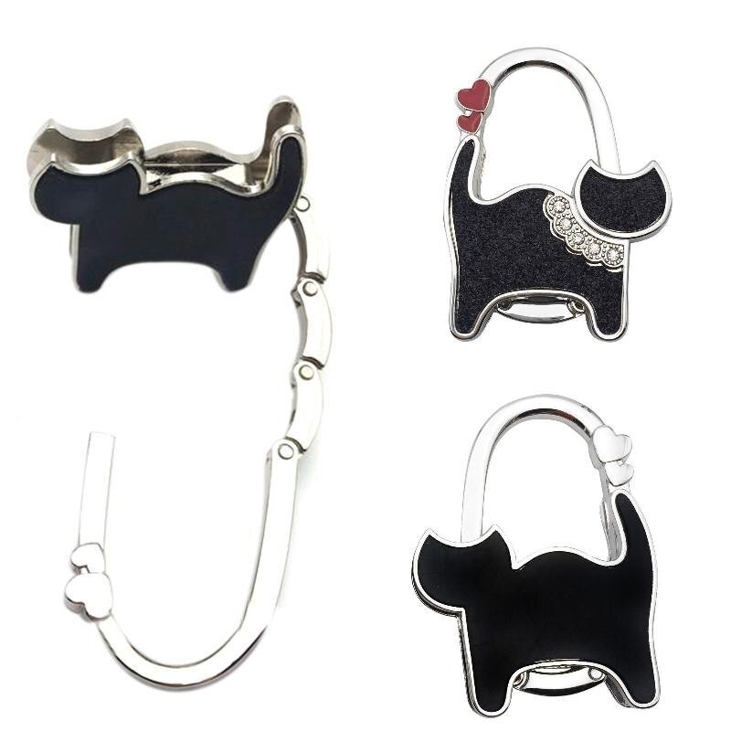 Leuke Kat Rhinestone Opvouwbare Purse Bag Tote Hanger Handtas Tafel Haak Houder