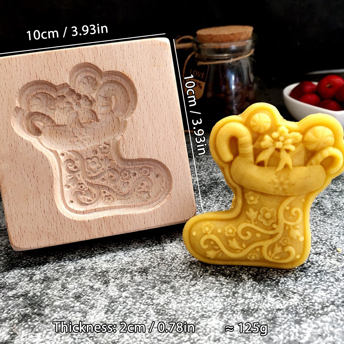 1 molde de madera para galletas de Navidad, patrones de animales, moldes para cortar galletas en relieve tallados en 3D, pájaro, oso, tigre, caballo, ardilla