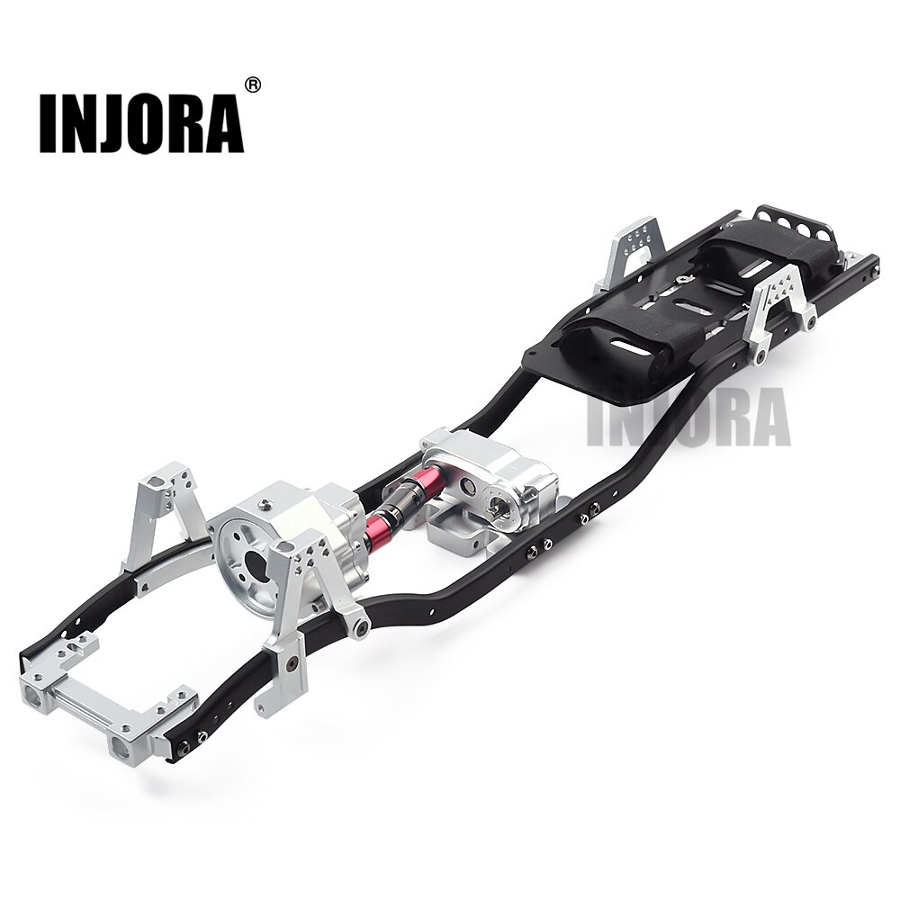 INJORA 313mm 12,3 "distancia entre ejes caja de cambios Prefixal Marco de Metal para 1/10 RC orugas coche Axial SCX10 y SCX10 II 90046