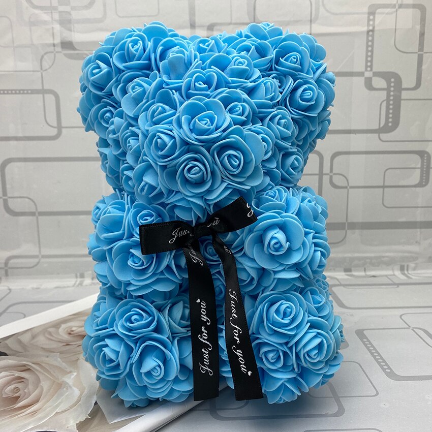 25 cm høje roser bjørn valentinsdag bamser 14 farver high-grade diy julebryllup dekoration