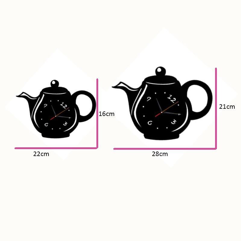 DIY 3D Wall Clock Acrylic Coffee Cup Teapot Decorative Kitchen Wall Clocks Living Room Dining Room Home Decor Clock