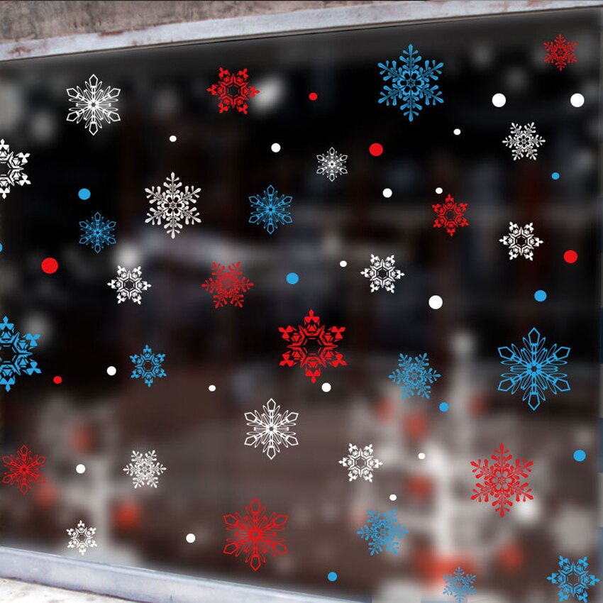 Christmas Snowflake Window Decal Wall Stickers - Xmas/Winter Static Window Sticker Red/ Blue/ White Decorations
