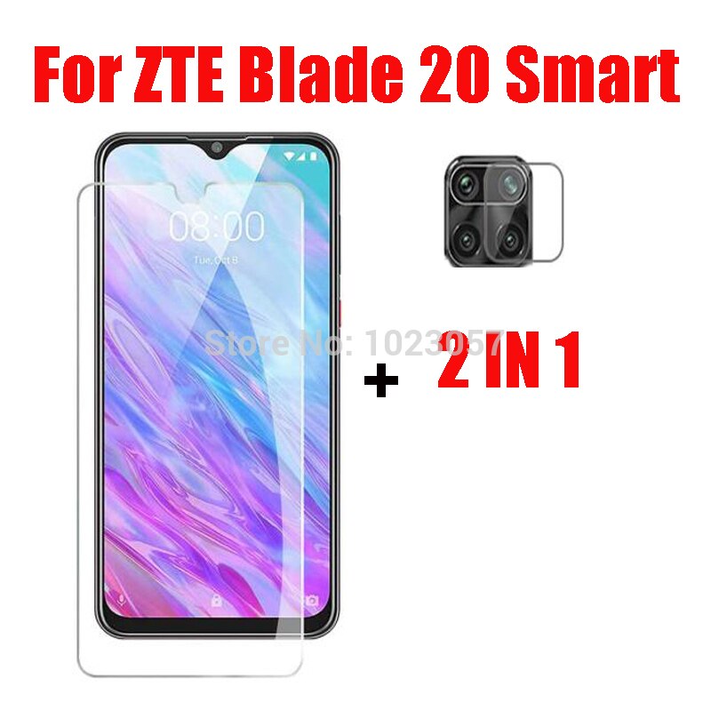 3-In-1/Siliconen Case Voor Zte Blade 20 Smart V1050 Gehard Glas Camera Screen Protector voor Zte Blade 20 Smart