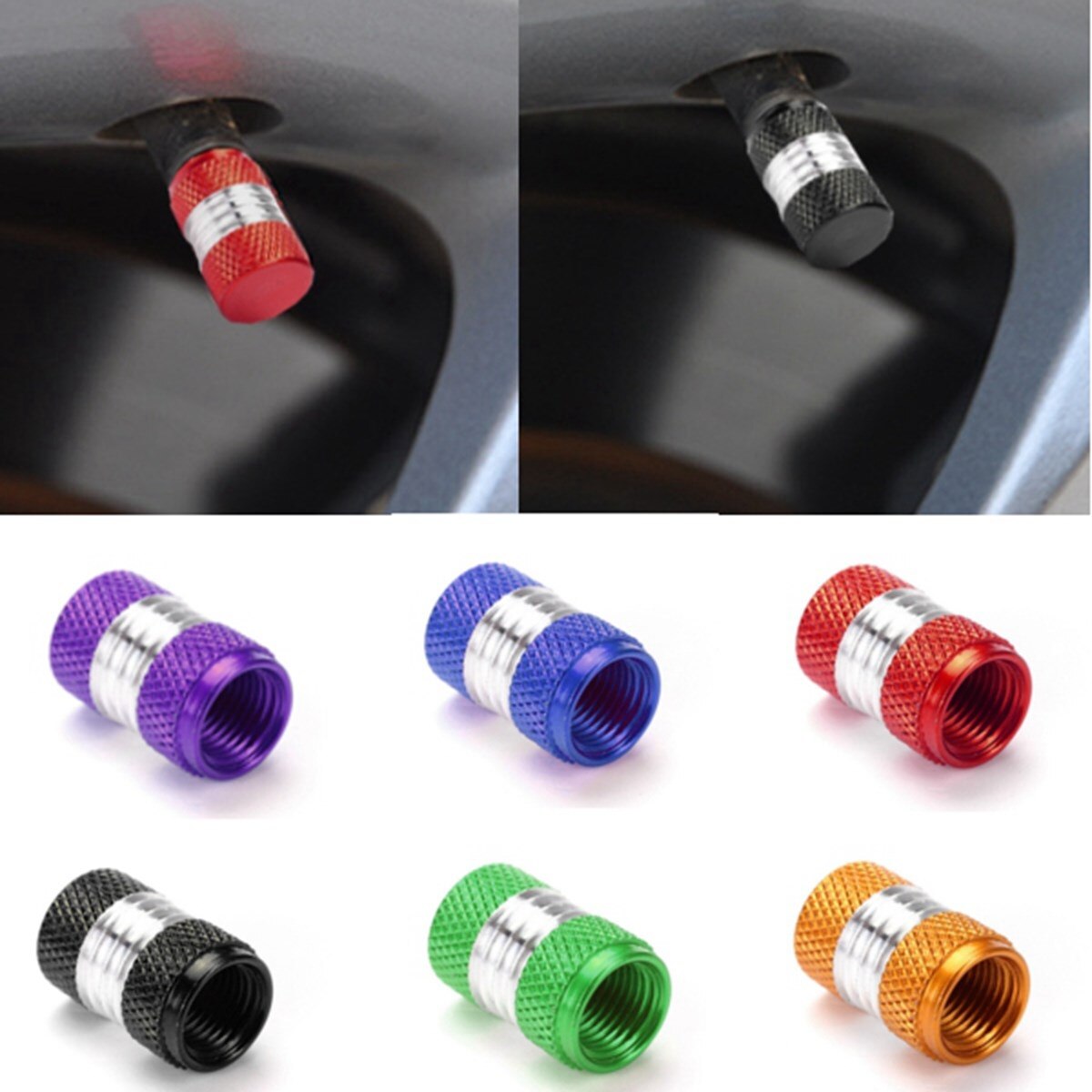 4 Stks Aluminiumlegering Auto Truck Ronde Wiel Ventiel Cap Stofkap 6 Kleur