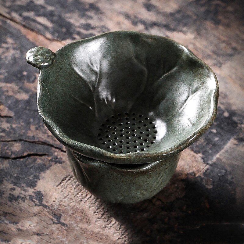 Infusor de té de hoja de loto de hierro dorado, colador de cerámica, accesorios de té Zen verde, herramientas, tamiz de filtro para fabricante de té: tea strainer 2