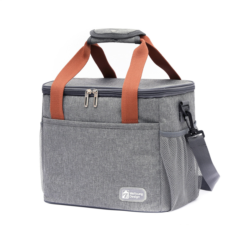 Bolsa de almuerzo para mujer, lonchera aislada, bolsa grande para el almuerzo, soporte para bebidas, organizador de aperitivos térmicos duradero para Picnic, senderismo y playa: Castaño