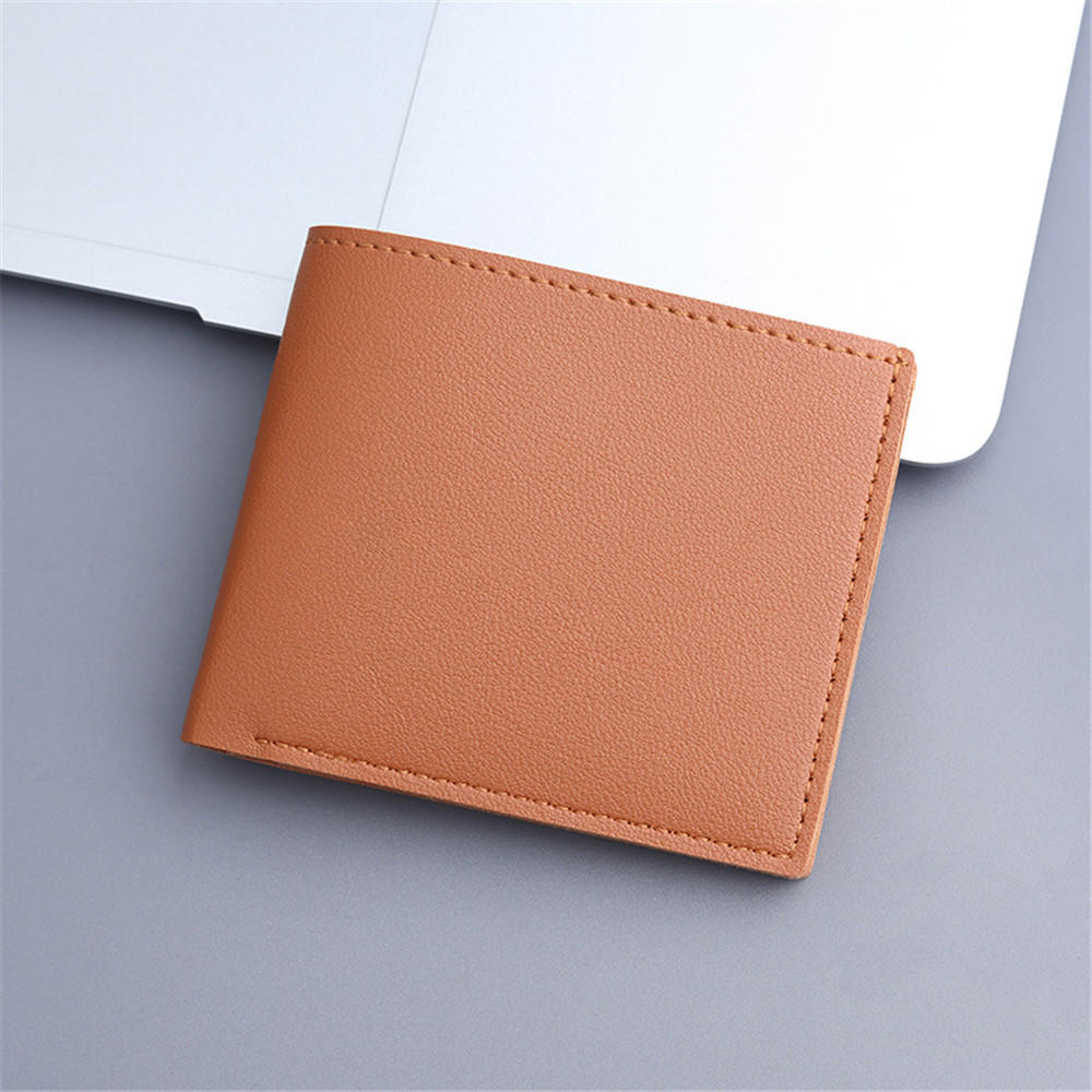 Men's Short Wallet PU Leather Thin Men Coin Pocket Korean Multi-function Leather Purse Shopping Credit ID Cards Holders: Dark Grey