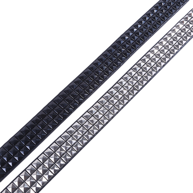 Glanzende Piramide Mode Klinknagel Riem Heren & Dames Studs Riem Punkrock Met Pin Gesp Zwarte Mode Strass Klinknagels Cinturón