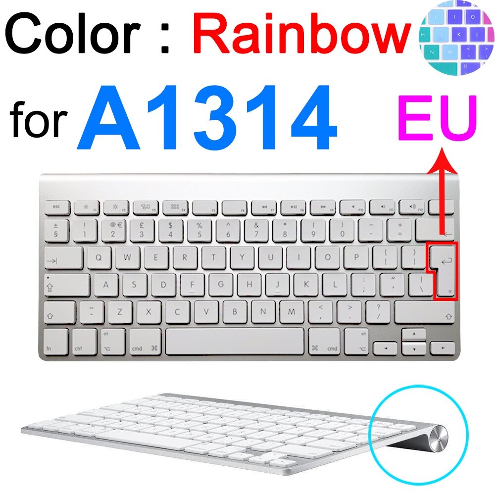 Keyboard Cover Voor Imac Draadloze Bluetooth Magic Voor Apple A1644 A1314 A1843 A1243 G6 Numeriek Toetsenbord Clear Eu Ons Protector huid: Rainbow for A1314 EU