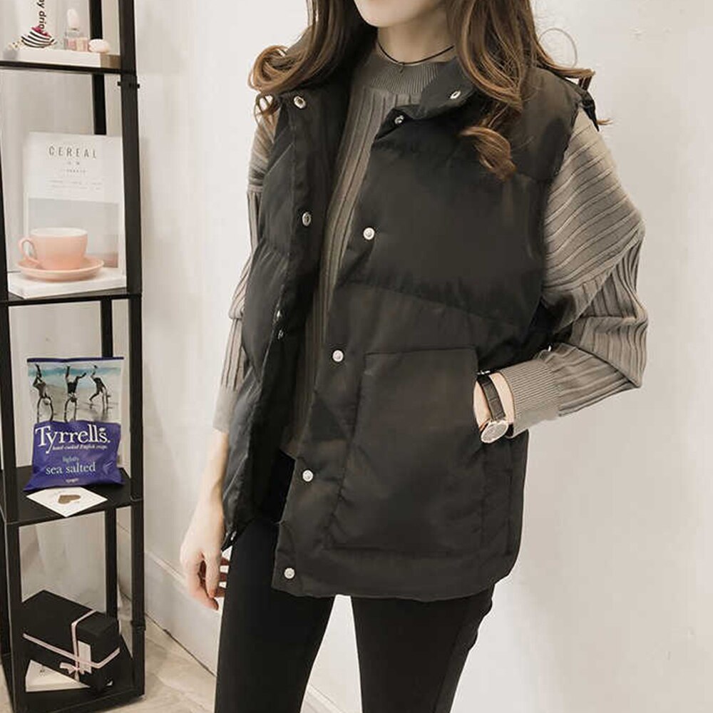 Gilet Ultra léger sans manches pour femme, gilet , grande taille S/4XL, automne hiver: black / 4XL