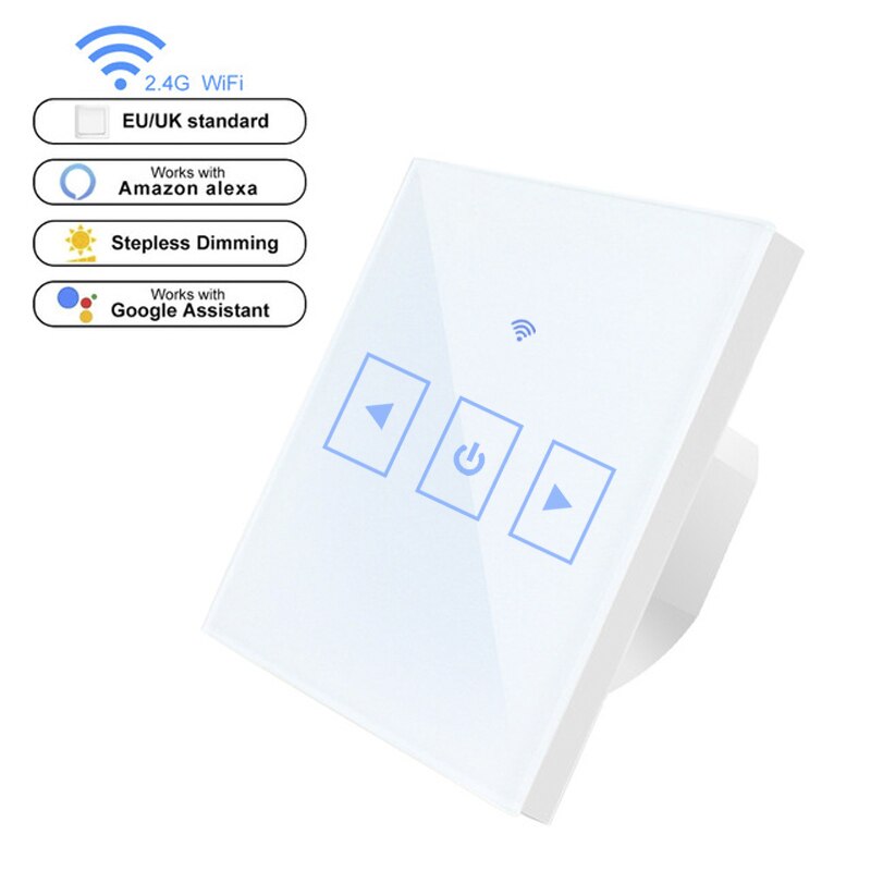 WIFI Smart Remote Touch Screen Sensor Switch LED Dimmer Switch Wall Glass Touch Dimmable Control Panel for EU / UK: KGTG-W-EU