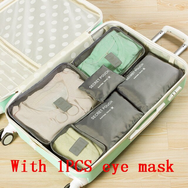 6 teile/satz Reise Veranstalter Lagerung Taschen Tragbare Gepäck Organizer Kleidung Ordentlich Beutel Koffer Verpackung Würfel fallen: grau