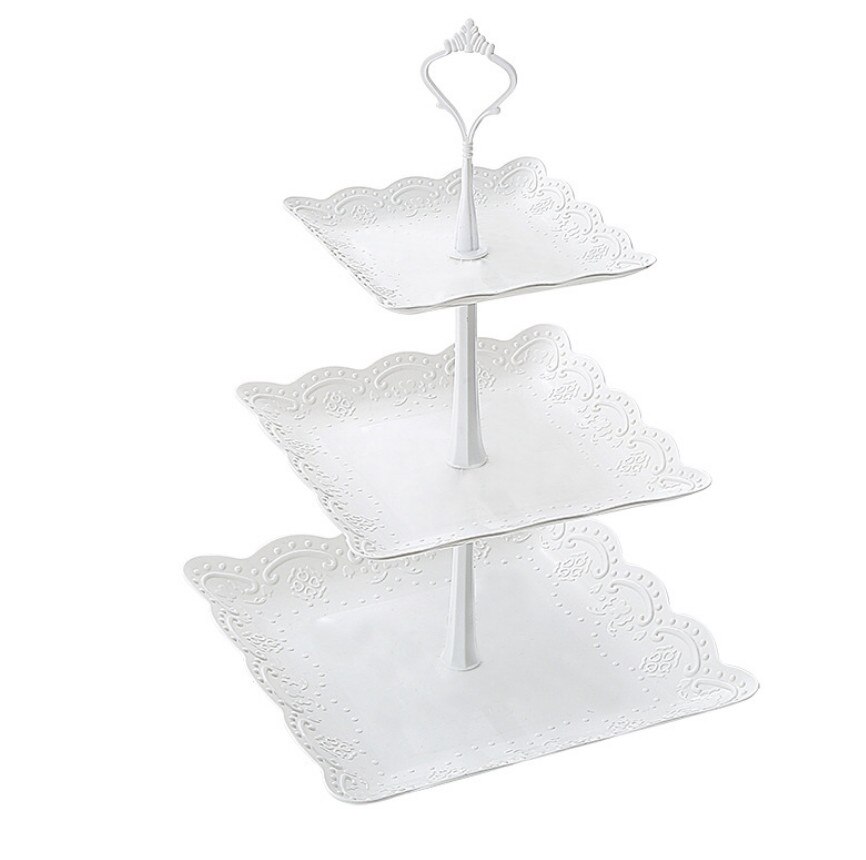 3 Tier Cake Stand Dessert Cup Cake Beugel Bruiloft Platen Party Servies Tool Verjaardag Wedding Party Dessert Platen: Square