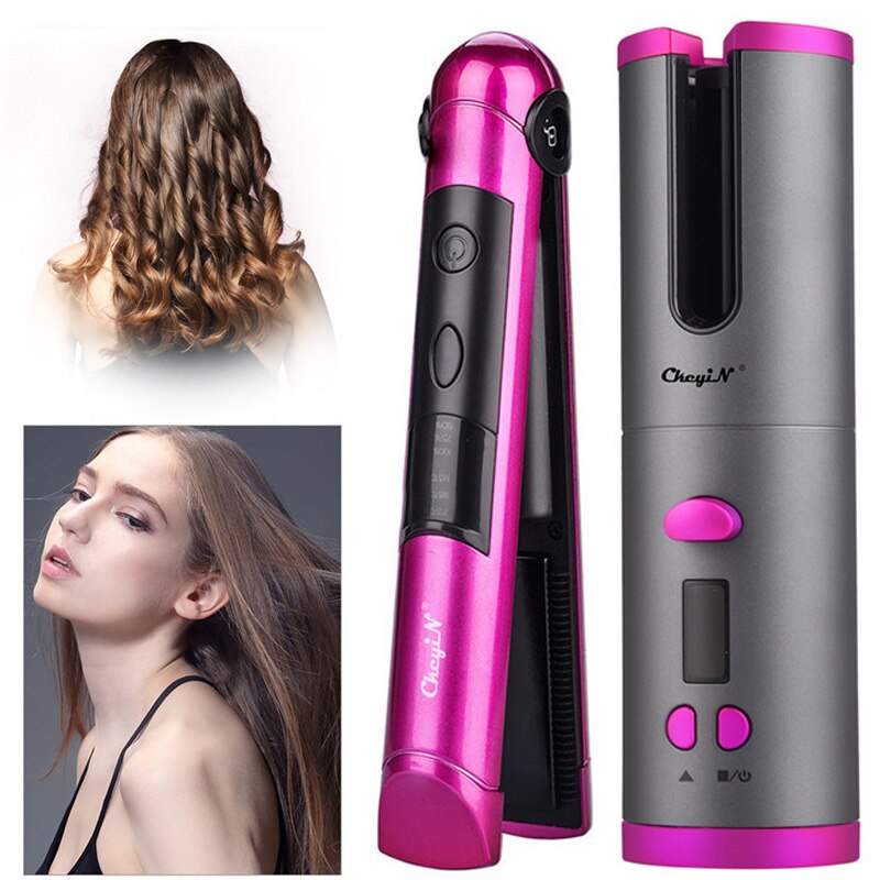 Rizador de pelo inalámbrico plancha de pelo de cerámica recargable por USB, planchas planas, portátil, Herramienta de Peinado LED