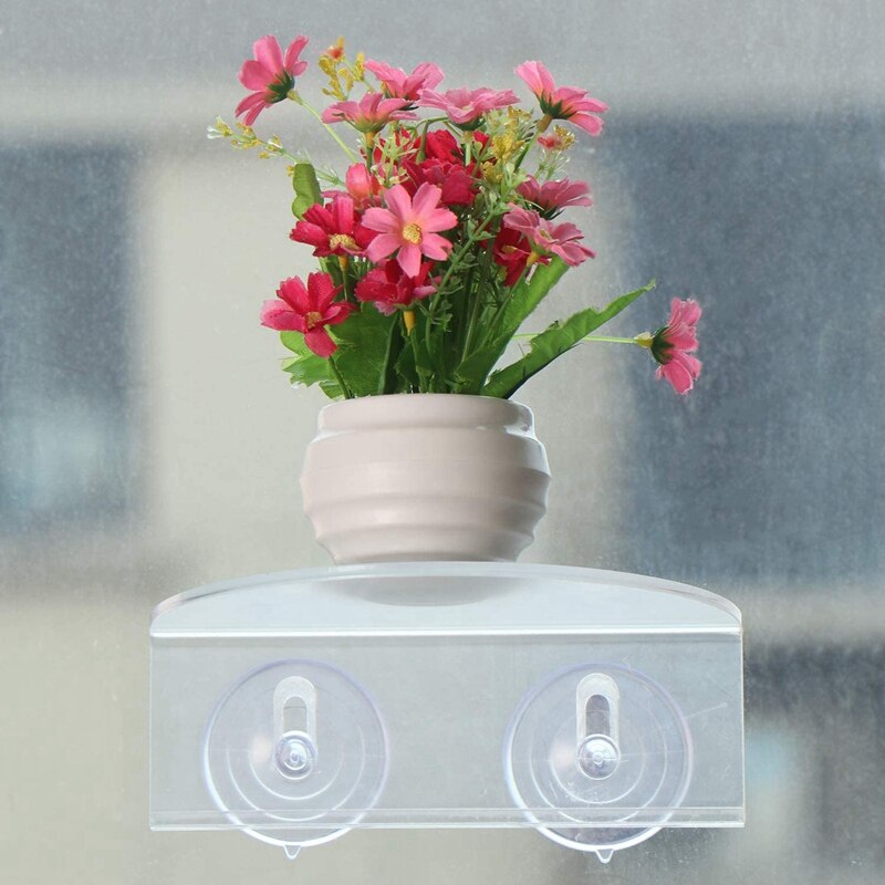 Window Planter Shelf Suction Cup Shelf Window Mounted Storage Tray Clear Acrylic Plant Pot Shelf for Hold Plants Home