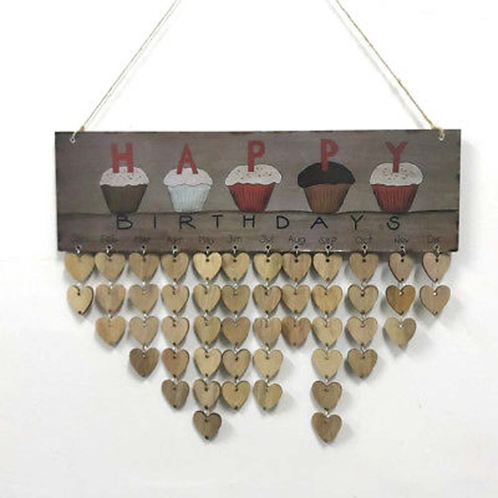 Bricolage à Plaque avec pense-bête d'anniversaire, limite d'exposition en bois pour les pense-bête d'anniversaire, calendrier décoratif