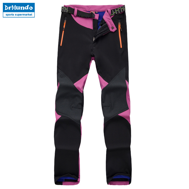 Utomhus vinter skidbyxor dam solft shell byxor plus size vattentäta snöbyxor tjockare fleece vandringsbyxor snowboardbyxor