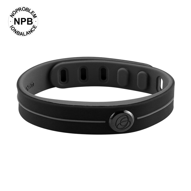 【FDA Registration】Noproblem Smart 3000ions Waterproof Sports Rubber Power Health Choker Tourmaline Band Bracelet P101: black-grey