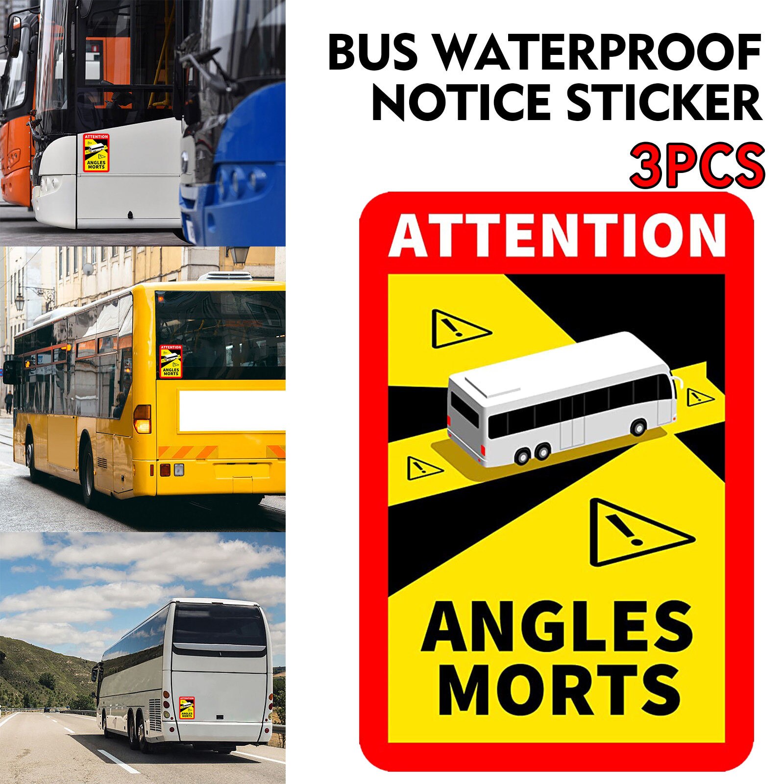 Waterdichte Auto Sticker Zware Voertuigen Bus Auto Poster Stickers Veiligheid Alert Poster Dode Hoeken Bus Auto Autocar - L.17 X h.25cm