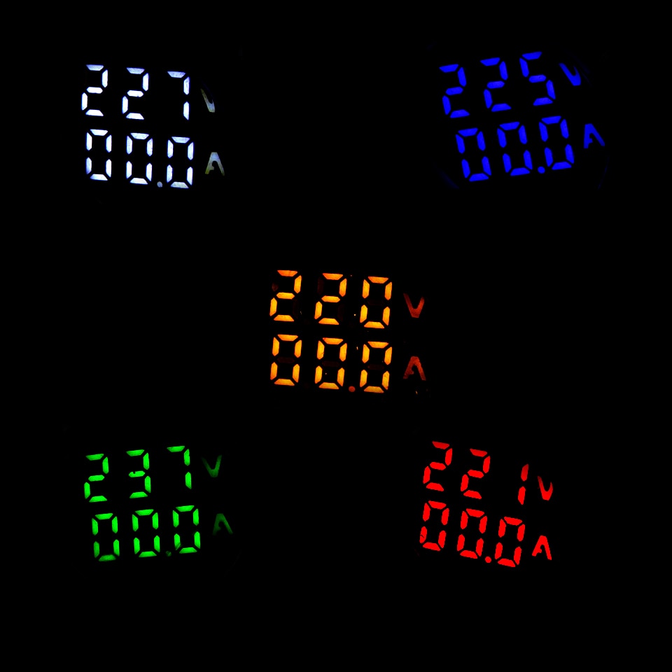 Mini Digitale Voltmeter Amperemeter 22Mm Ronde Ac 50-500V 0-100A Amp Volt Voltage Tester Meter Dual Led indicator Pilot Lamp Licht