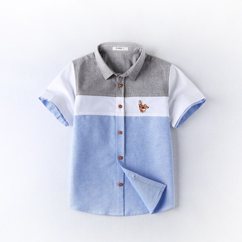 Jongens overhemd met lange mouwen, katoenen overhemd met knoopjes, geborduurde blouse, overhemden voor tienerjongens, top 3-14 jaar