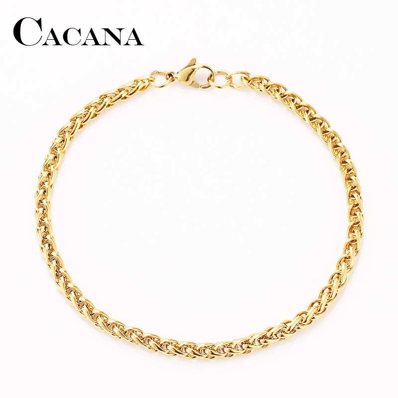 CACANA Stainless Steel Chain Bracelets For Man Women Gold Silver Color For Pendant Flower Basket Donot Fade Jewelry N1828