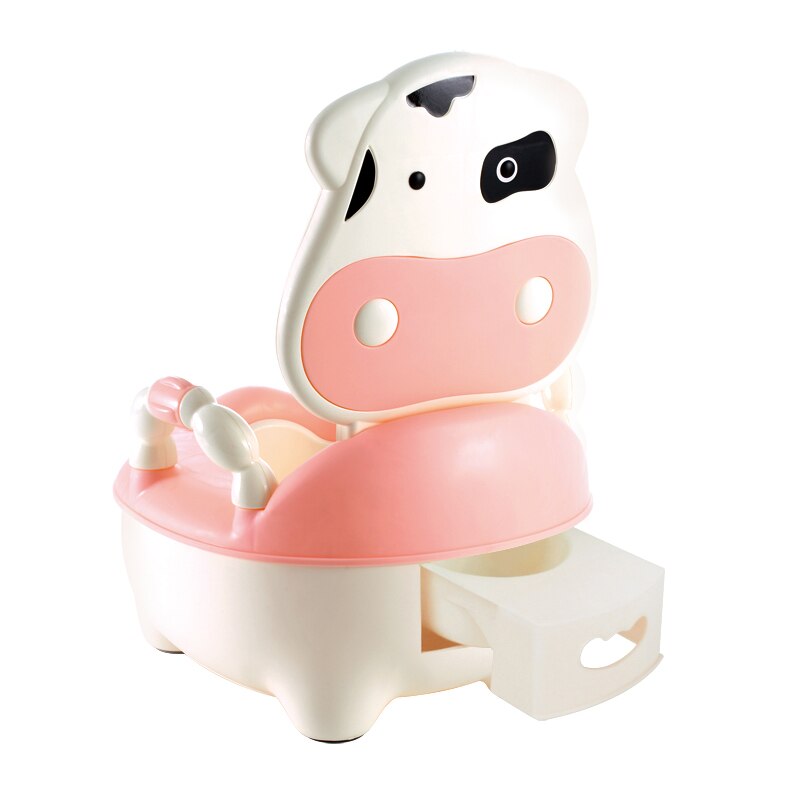 Bébé Pot multifonction bébé toilette vache enfants Pot formation siège de toilette enfants chaise Pot de toilette urinoir pour Pot gratuit brosse: Rose
