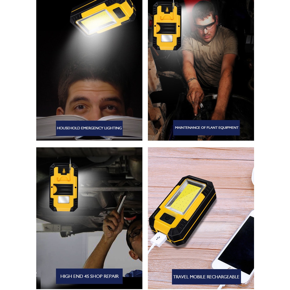 Portable COB LED Emergency Light 30W Super Bright Waterproof Camping Tent Light Rechargeable Outdoor working Flashlight.