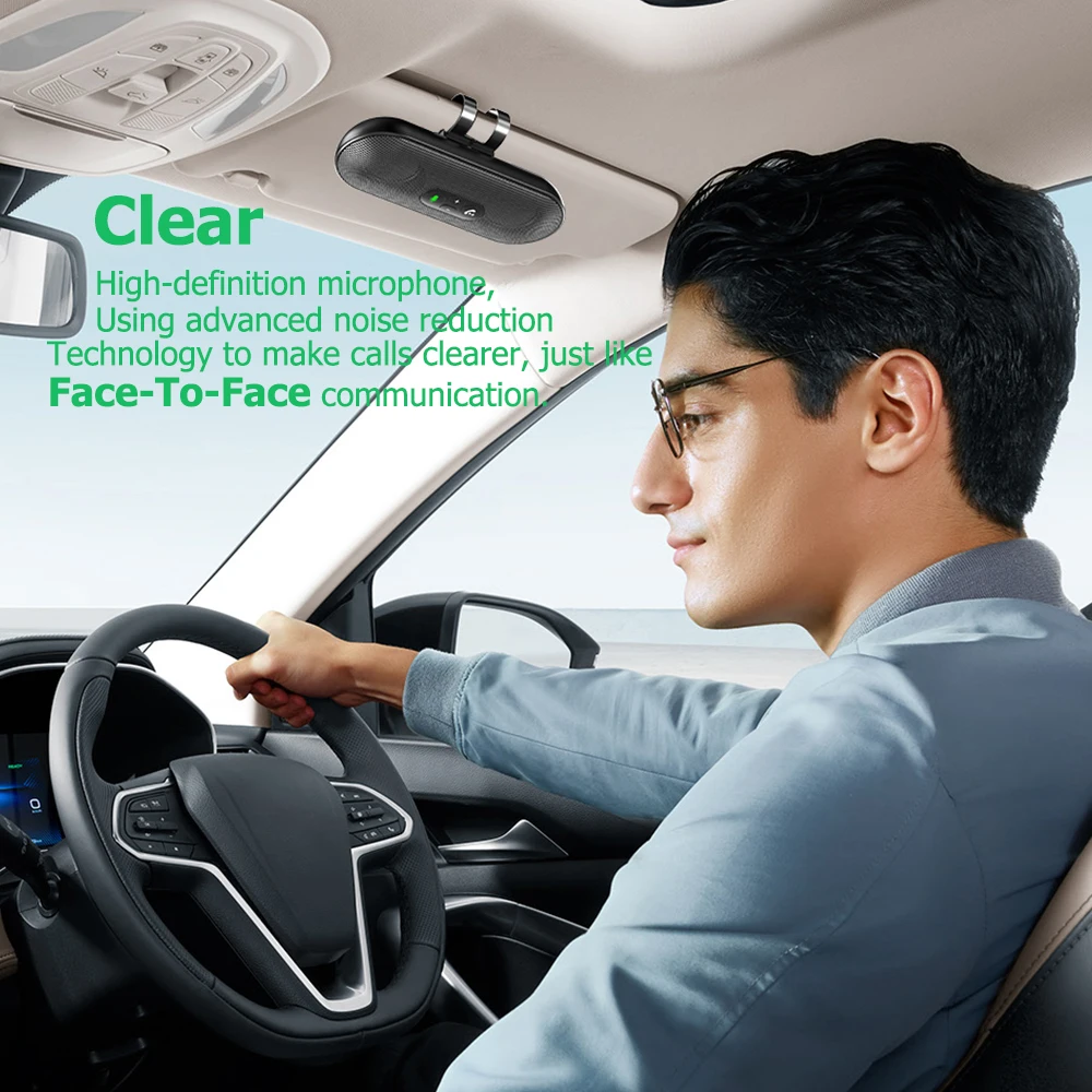 Bluetooth 5.4 bilsats handsfree dubbla 3w högtalartelefoner solskyddshögtalare  mp3 spelare trådlös musikmottagare med röstassistent