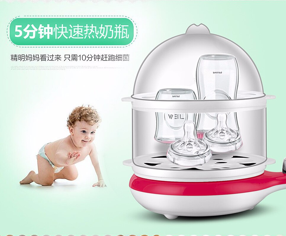 Multifunctionele Dubbele Laag Ei Steamer Mini Miniatuur Eierkoker Automatische Power Off Koekenpan Drie-in-een Ontbijt machine