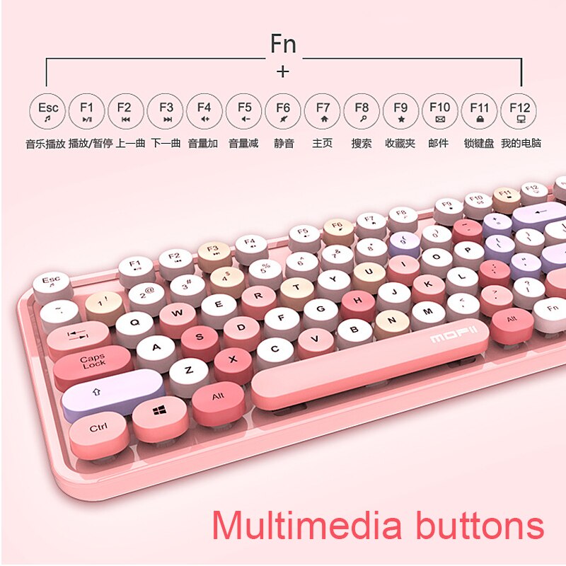 Gemengde kleuren toetsenbord en muis set 2.4 ghz draadloos toetsenbord muis kit voor vrouwen meisjes usb computer muis vrouwen roze toetsenbord