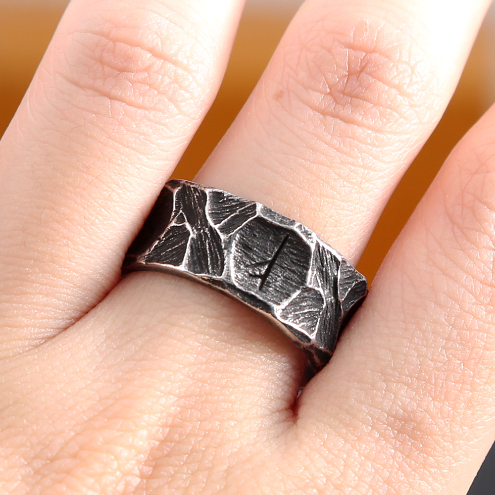 Bagues Rune Viking nordique Vintage en acier inoxydable pour hommes et femmes, Punk motard Couple amulette, bijoux , directe
