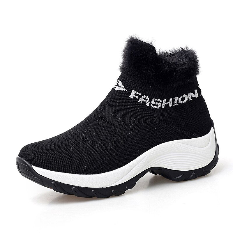 Tenis Feminino Women Tennis Shoes Plush Warm Female Gym Sport Shoes Breathable Mesh Trainers Lady Flat Sneakers Zapatos Mujer: Black / 4